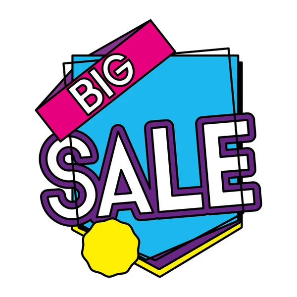 Color Big Sale Promo Tag Message Vector Illustration — Stock Vector
