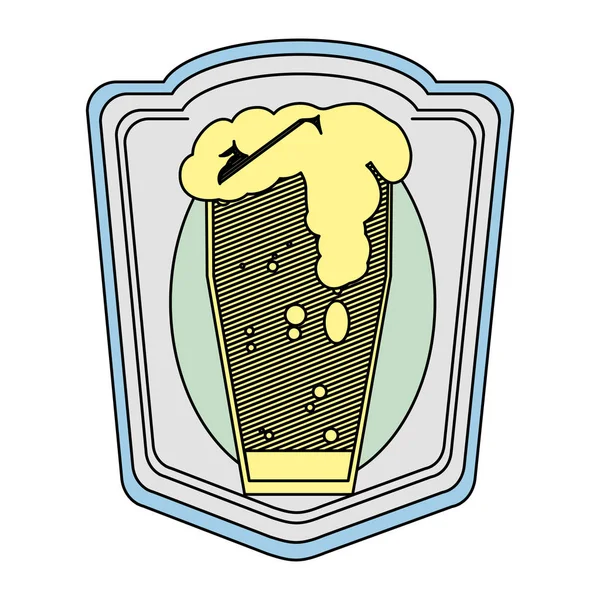 Кольорова Емблема Піни Пиво Скляні Напої Векторні Ілюстрації — стоковий вектор