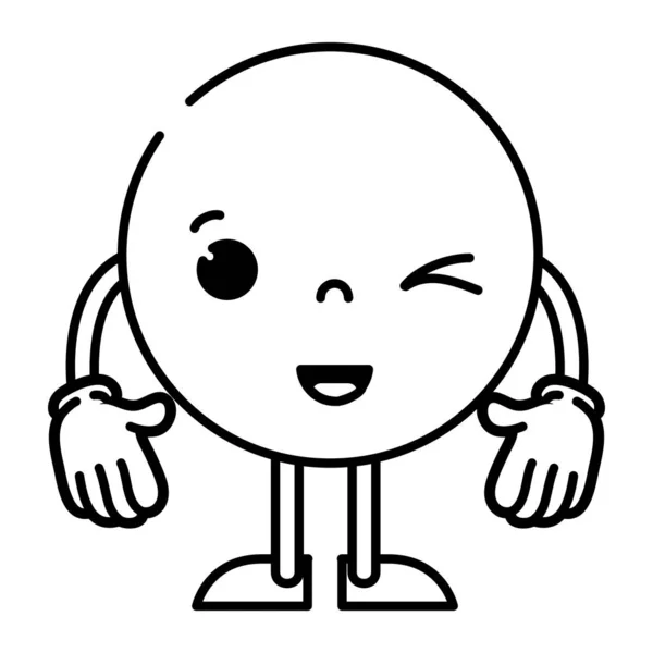 Línea Divertida Emoji Carácter Con Brazos Piernas Vector Ilustración — Vector de stock