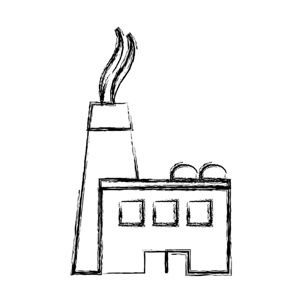 Grunge Piktogramm Industrie Fabrik Produktion Anlage Vektor Illustration — Stockvektor