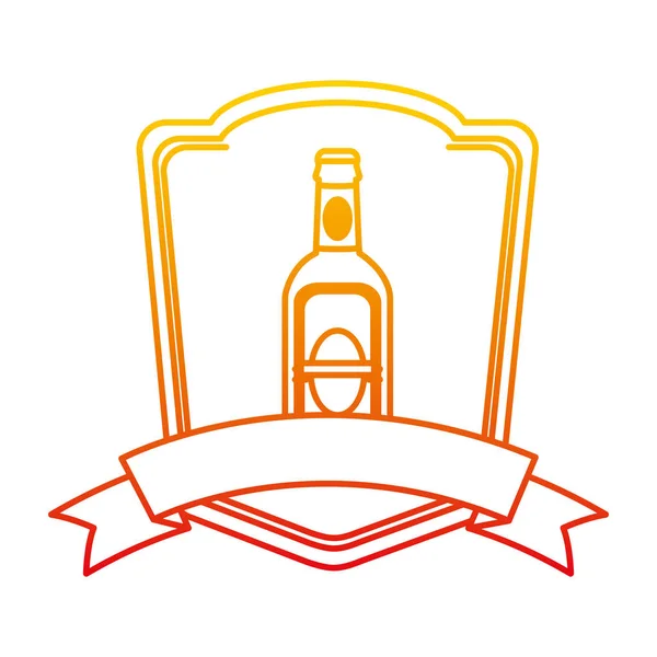 Línea Degradada Schnapps Licor Botella Emblema Con Cinta Vector Ilustración — Vector de stock