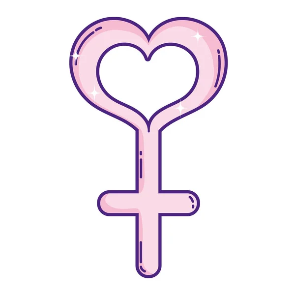 Signo Femenino Con Ilustración Vectores Diseño Forma Corazón — Vector de stock