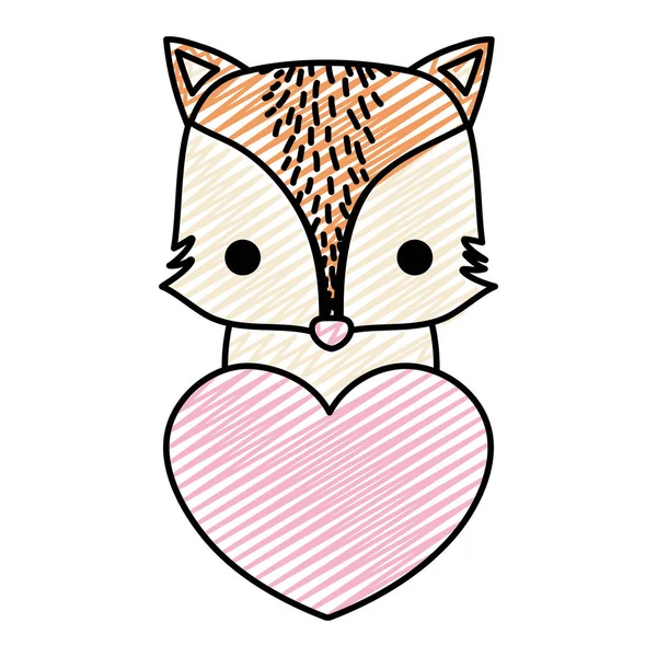 Doodle Chipmunk Cute Wild Animal Heart Vector Illustration — Stock Vector