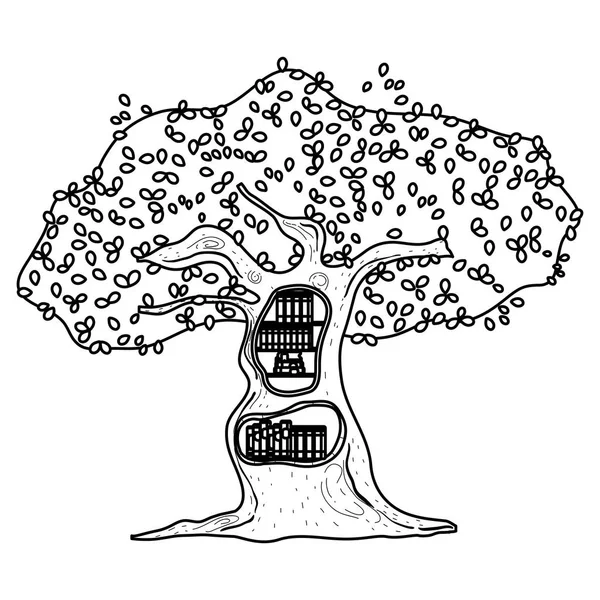 Ekoloji Ağaç Vektör Çizim Içinde Düzenlenen Satırı Eğitim Kitapları — Stok Vektör