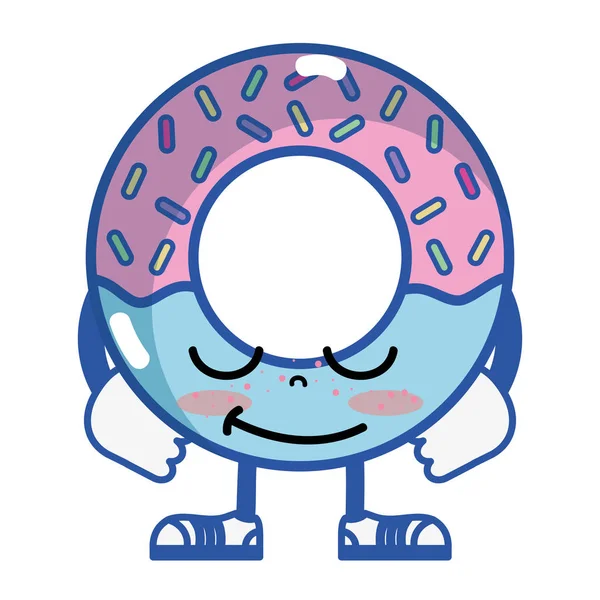 Kawaii 放松甜甜圈与胳膊和腿向量例证 — 图库矢量图片