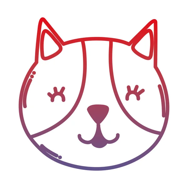 Línea Degradada Gato Feliz Lindo Animal Animal Vector Ilustración — Vector de stock