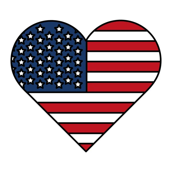 Kleur Hart Usa Vlag Natie Symbool Vectorillustratie — Stockvector