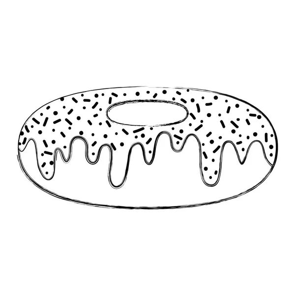 Grunge Saboroso Donut Doce Pastelaria Alimento Vetor Ilustração —  Vetores de Stock