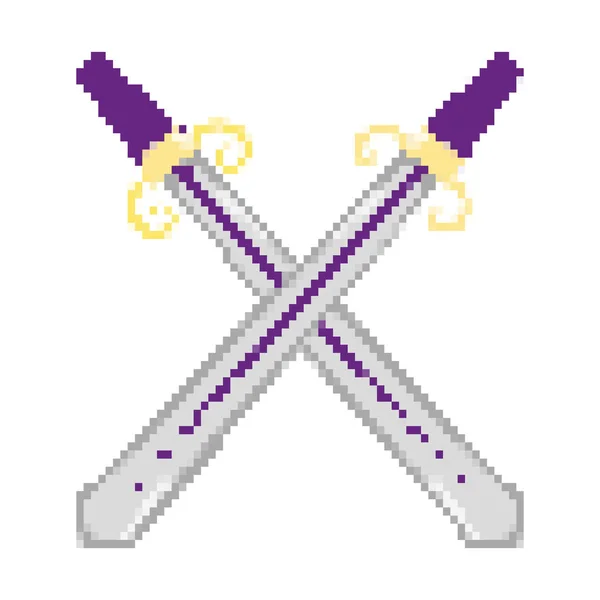 Illustration Vectorielle Style Arme Épées Métalliques Pixellisées — Image vectorielle