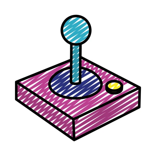 Doodle Videojuego Botón Mano Simulador Consola Vector Ilustración — Vector de stock