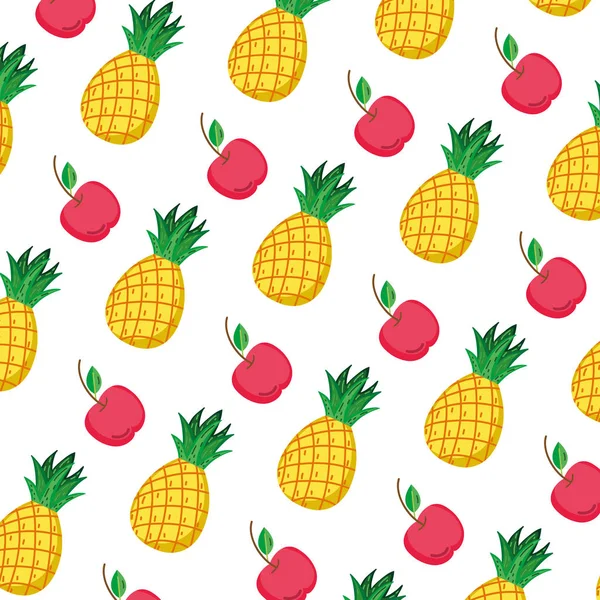 Delicious Pineapple Apple Fruits Background Vector Illustration — Stock Vector