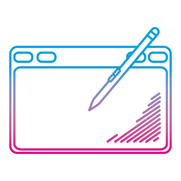 Деградированный Линейный Электронный Графический Планшет Ручкой Технологии Векторной Иллюстрации — стоковый вектор