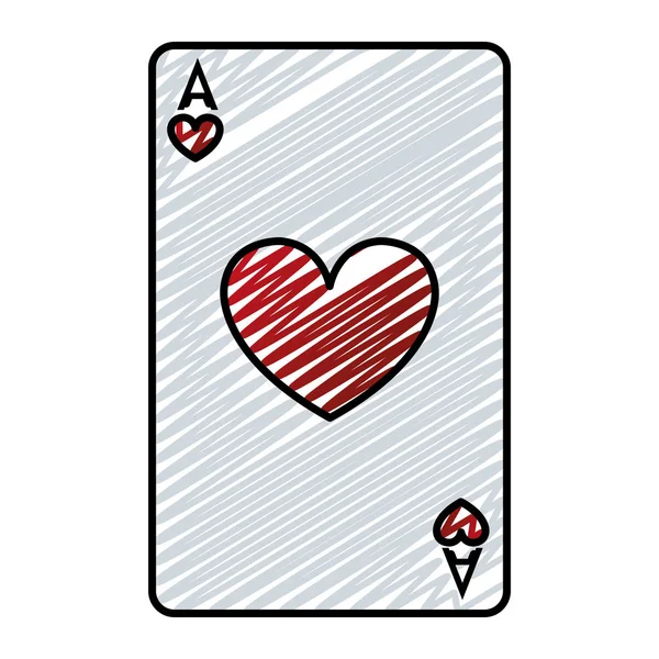 Doodle Ein Herz Poker Kartenspiel Vektor Illustration — Stockvektor