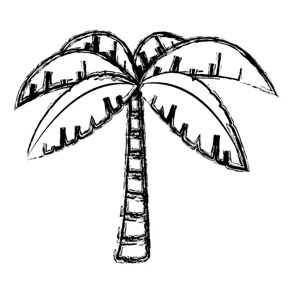 Grunge Εξωτικούς Φοίνικες Τροπικό Δέντρο Αφήνει Εικονογράφηση Διάνυσμα — Διανυσματικό Αρχείο