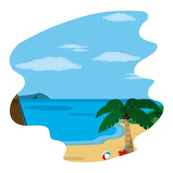 Palmy Łyżka Ilustracji Wektorowych Krajobraz Wyspy — Wektor stockowy