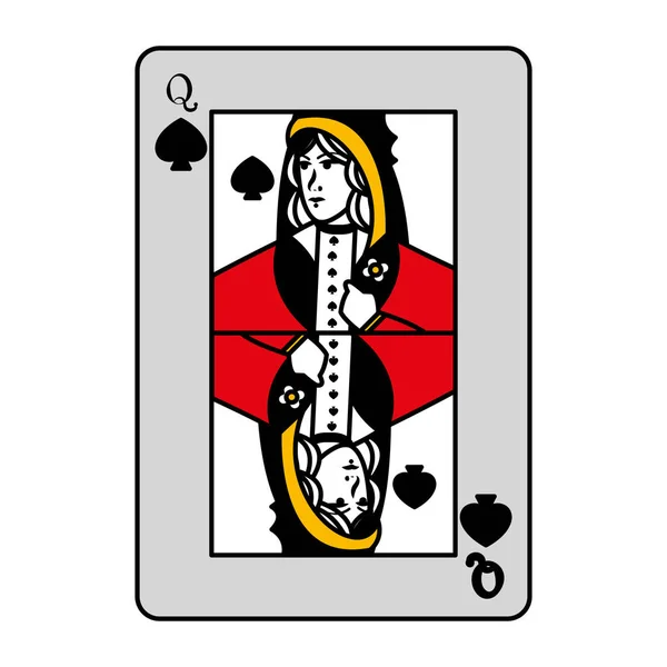 Couleur Reine Pique Carte Casino Jeu Vectoriel Illustration — Image vectorielle