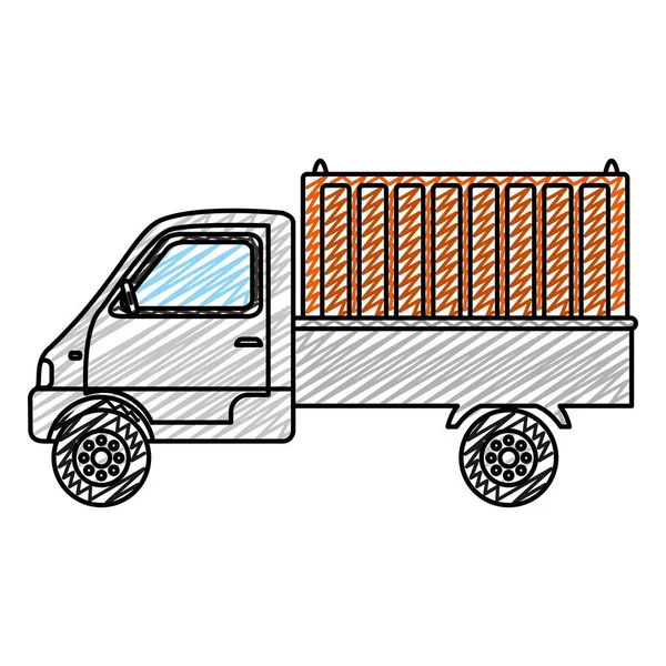 Doodle Lieferung Lkw Container Transport Service Vektor Illustration — Stockvektor