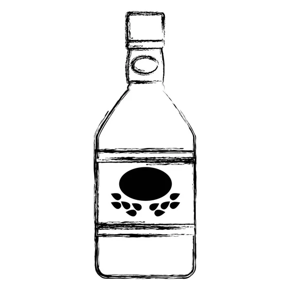 Grunge Blanco Tequila Schnaps Flasche Getränkevektor Illustration — Stockvektor