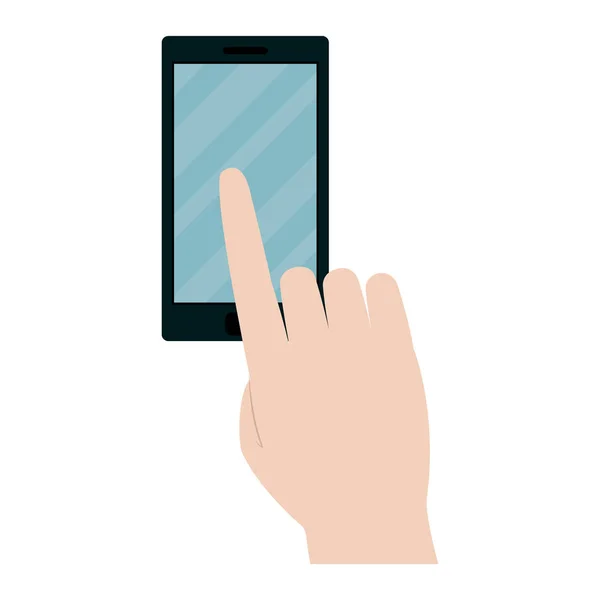 Пальцем Нажмите Электронный Экран Мартфон Технологии Векторной Иллюстрации — стоковый вектор