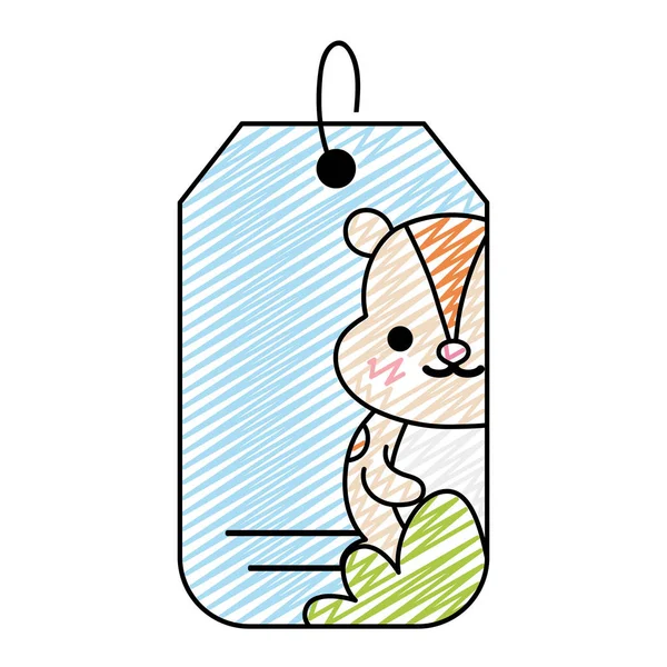 Doodle Tag Mignon Chipmunk Animal Sauvage Vecteur Illustration — Image vectorielle