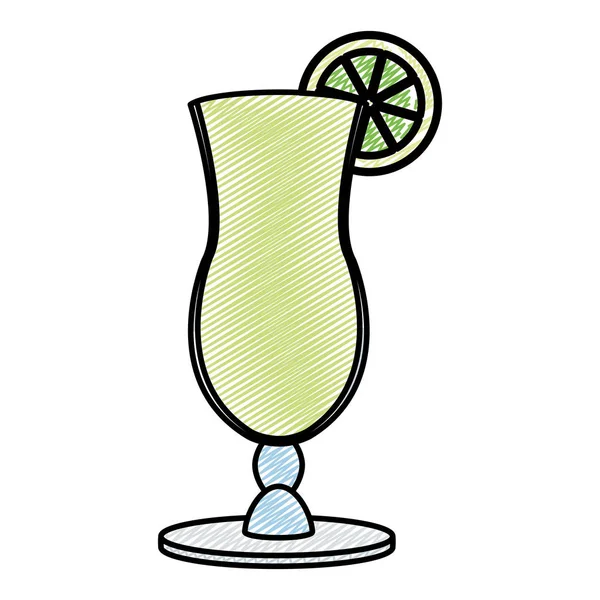 Verre Cocktail Alcool Doodle Avec Illustration Vectorielle Boisson Citron — Image vectorielle