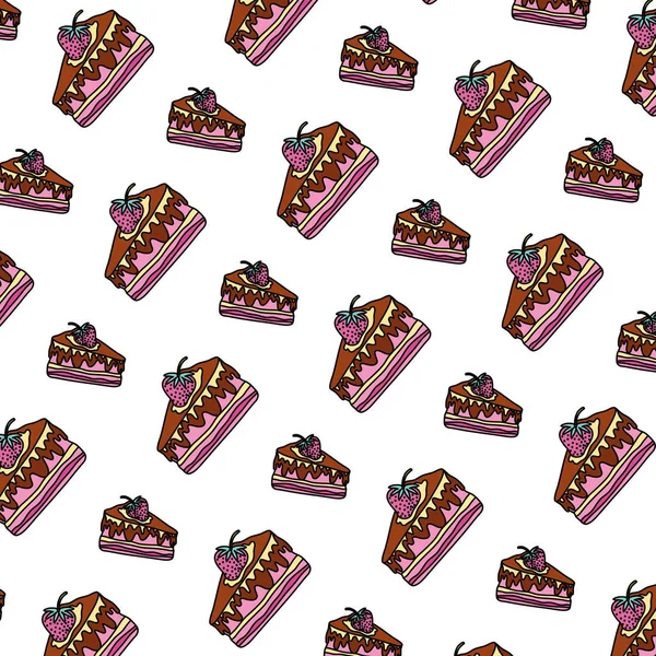 Цвет Сладкий Вкусный Торт Векторной Иллюстрацией Starwberry Фон — стоковый вектор