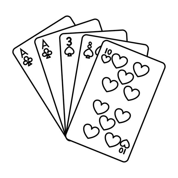 Línea Par Casino Juego Cartas Vector Ilustración — Vector de stock