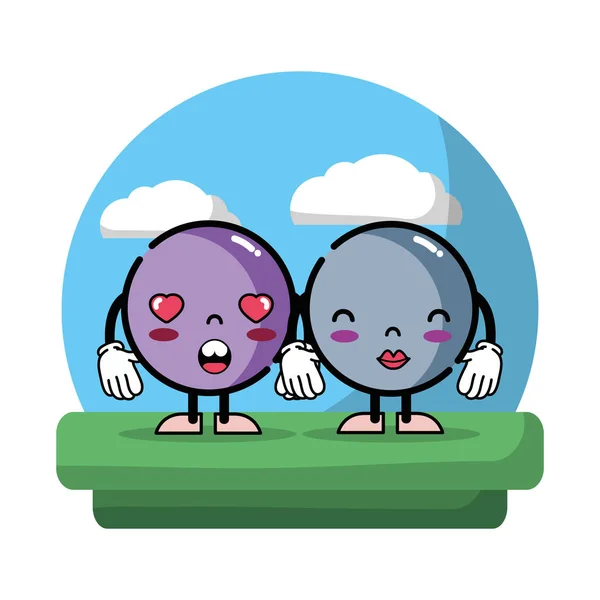 Lovestruck Mooie Emojis Vrienden Het Landschap Vector Illustratie — Stockvector