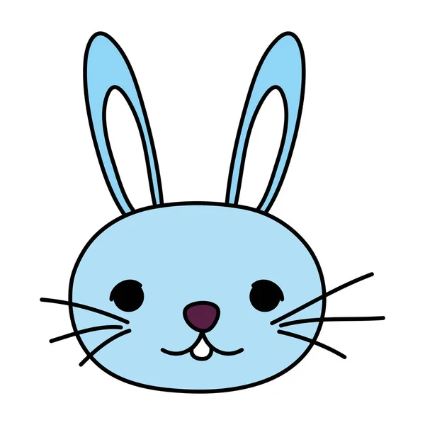 Couleur Kawaii Mignon Tête Lapin Animal Vecteur Illustration — Image vectorielle