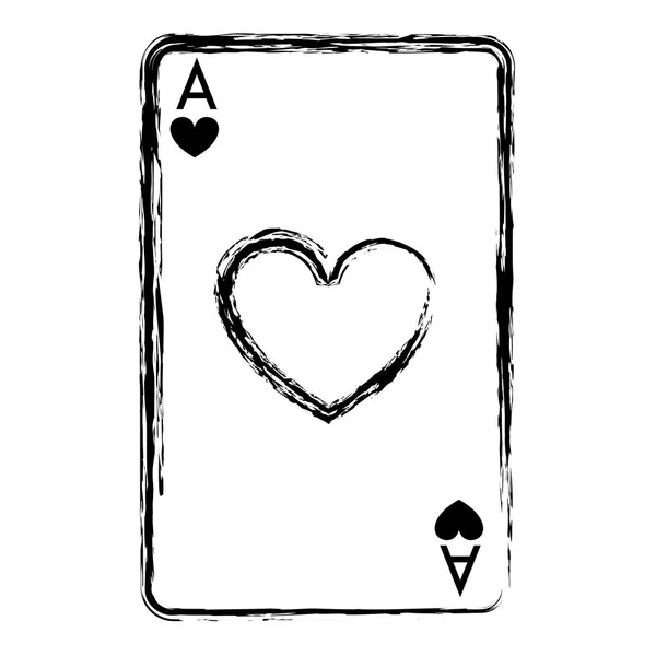 Grunge Van Harten Poker Card Game Vectorillustratie — Stockvector