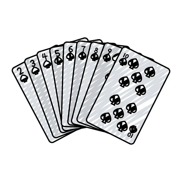 Doodle Pikes Karten Klassische Casino Spiel Vektor Illustration — Stockvektor