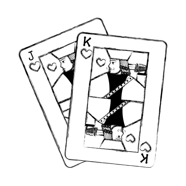 Grunge Jack Και Βασιλιάς Καρδιές Κάρτες Καζίνο Παιχνίδι Εικονογράφηση Φορέα — Διανυσματικό Αρχείο