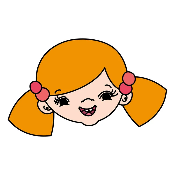 Χρώμα Χαριτωμένο Παιδί Κορίτσι Κεφάλι Κόμμωση Εικονογράφηση Διάνυσμα — Διανυσματικό Αρχείο