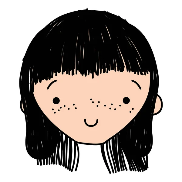 Color Happy Girl Head Hairstyle Design Vector Illustration — Stock Vector
