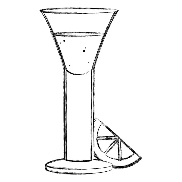Liqueur Verre Grunge Blanco Tequila Avec Illustration Vectorielle Citron — Image vectorielle