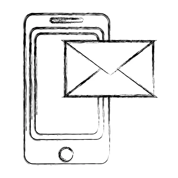 Tecnología Teléfono Inteligente Grunge Con Ilustración Vectorial Mensajes Correo Electrónico — Vector de stock