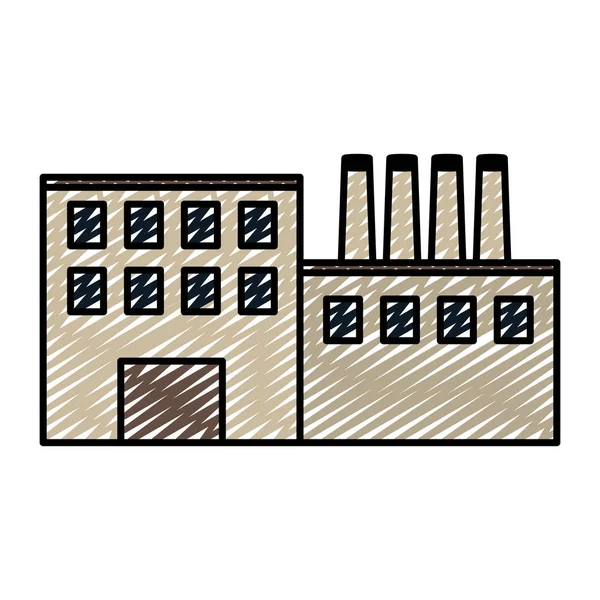 Doodle Industrie Fabrik Maschinenbauer Anlagenvektor Illustration — Stockvektor
