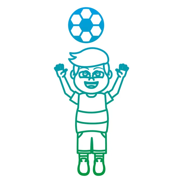 Herabgestufte Linie Niedlicher Junge Kind Spielt Mit Ball Vektor Illustration — Stockvektor