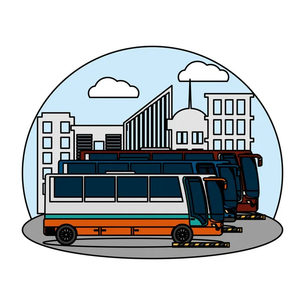 色側バス市内旅客輸送ベクトル図 — ストックベクタ