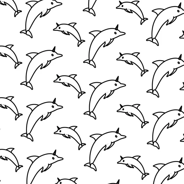 Linie Schönheit Delphin Tier Tierwelt Hintergrund Vektor Illustration — Stockvektor