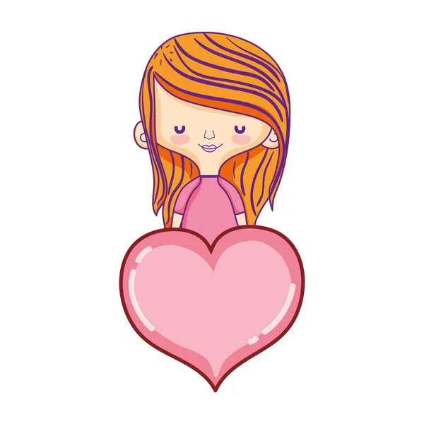 Femme Heureuse Coiffure Avec Passion Coeur Vecteur Illustration — Image vectorielle