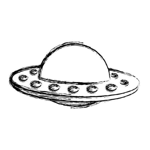 Grunge Ufo Mystery Object Technology Design Vector Illustration — Stock Vector