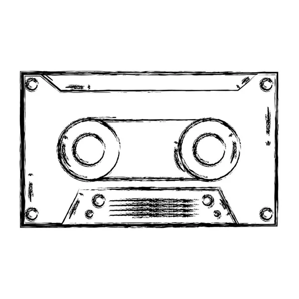 Grunge Kassett Retro Ljudband Stereo Vektorillustration — Stock vektor