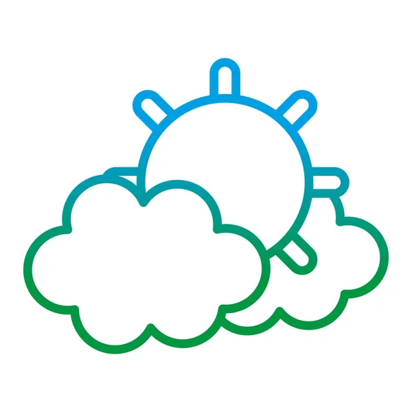 Línea Degradada Sol Tropical Clima Caliente Con Nubes Vector Ilustración — Vector de stock