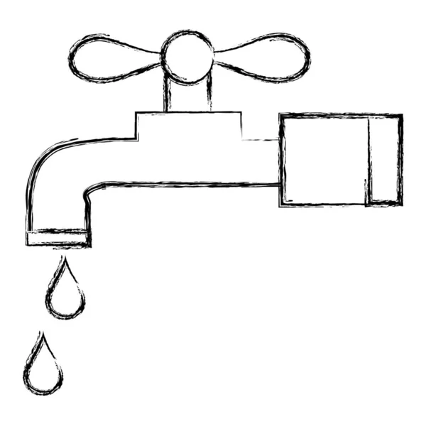 Abbildung Sauberer Metallhahn Mit Wassertropfen Vektor Illustration — Stockvektor