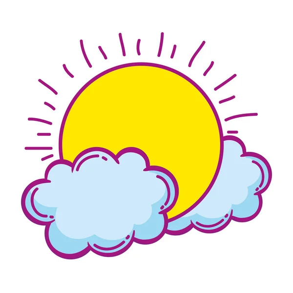 Nature Sun Weather Clouds Design Vector Illustration — Stock Vector