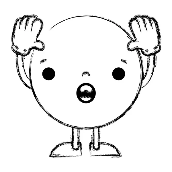 Grunge Verrast Emoji Karakter Met Armen Benen Vector Illustratie — Stockvector
