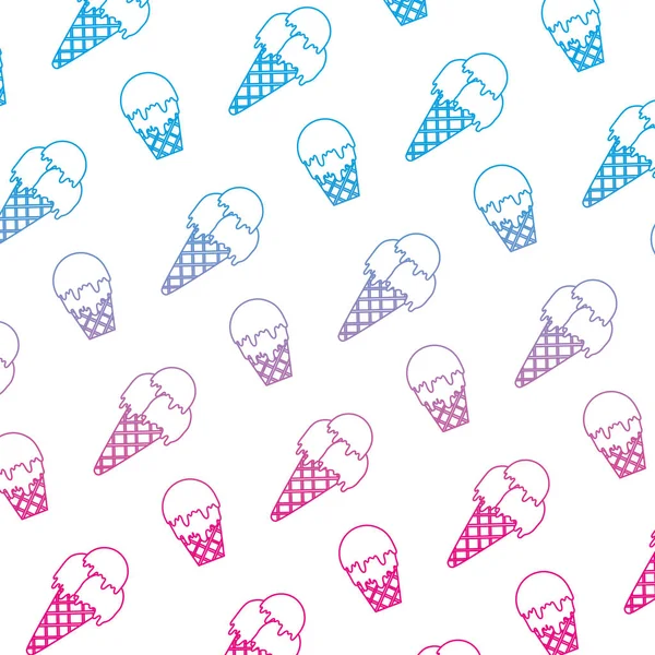 Деградированная Линия Вкусное Мороженое Десерт Фоновый Вектор Иллюстрации — стоковый вектор