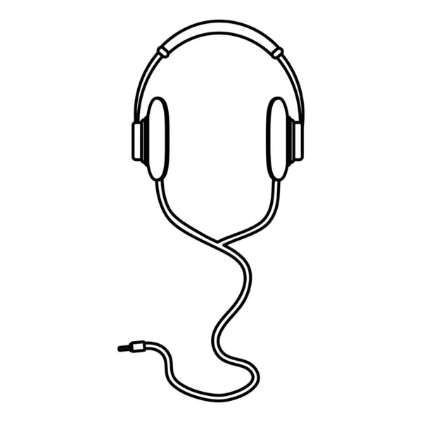 Line Stereo Kopfhörer Musik Hören Technologie Vektor Illustration — Stockvektor