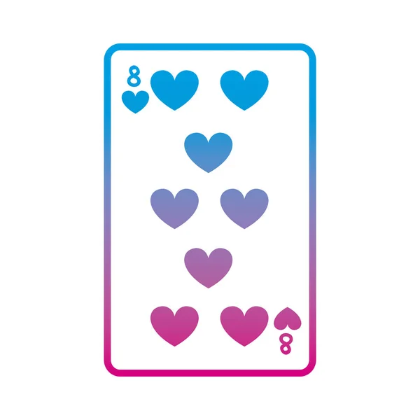 Línea Degradada Ocho Corazones Casino Tarjeta Juego Vector Ilustración — Vector de stock